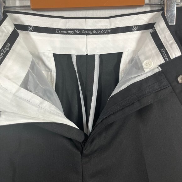 Ermenegildo Zegna Pants Mens Size 34 Black Wool Blend Career Designer Preppy - Picture 4 of 13